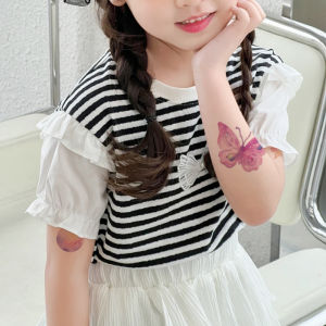 Color glitter childrens tattoo sticker high-end butterfly tattoo sticker cute cartoon soft cute waterproof performance photo makeup