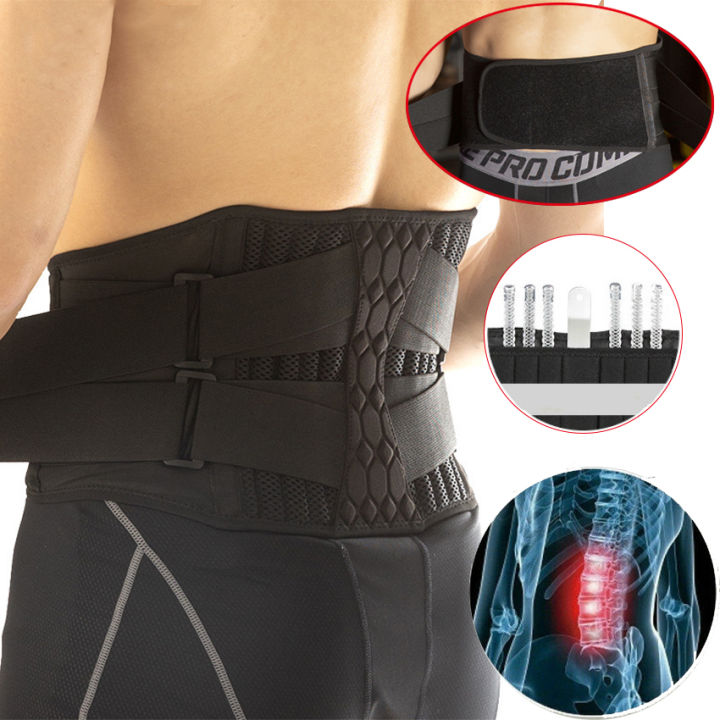 Waist Support Belt 10 Springs Waist Trainer Strong Lower Back Brace Support Corset Belt Sweat Slim Belt for Sport Weightlifting Belt Adjustable Elastic Double Pressure Banded Fitness Lumbar Brace Laza...