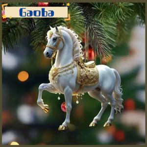 gaoba 2D Acrylic Horse Car Rearview Mirror Pendant Charm Christmas Tree Backpack Hanging Ornament Party New Year Decoration Hanging