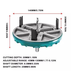 Adjustable Woodworking Hole Saw 45mm-135mm for Fast Drilling Cutting Tool for Gypsum Cork Boards