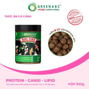 Cám cá koi GREENABC - Độ đạm 40 tăng size tăng màu đề kháng khỏe tiêu hóa tốt - Hộp 950g
