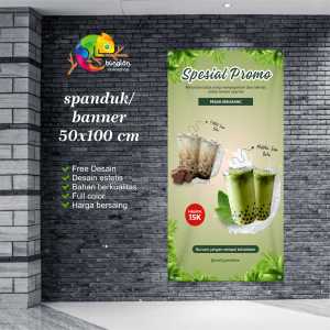 Cetak Spanduk Banner Hijau Modern Promosi Minuman