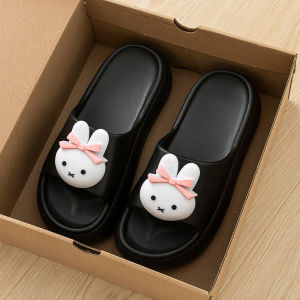[Free Shipping] Cartoon Rabbit Thick-Soled Outdoor Flip-Flops Womens High-Heeled Casual Sandals Ladies Beach Shoes Home Slippers for Women