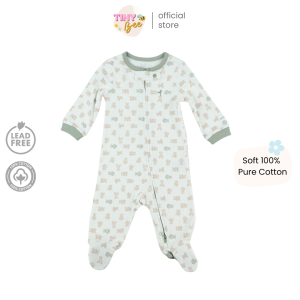 TinyBee บอดี้สูทเด็ก ชุดหมีคลุมเท้า ซิปสองทาง 2 WAY ZIPPER Romper Sleepsuits ชุดเด็กอ่อน ผ้าฝ้าย ลายหมี อายุ 3-18 เดือน