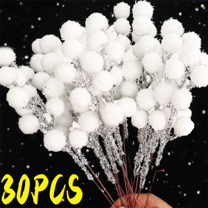 5-50Pcs 20cm Artificial White Berry Stem Foam Simulation Berries DIY Christmas Wreath Ornament for Wedding Home Party Decoration