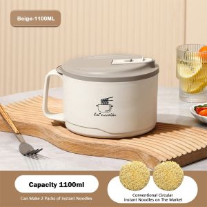 COOLSOOL 1100/1700ml Bát mì ramen Công suất lớn Thép không gỉ 304 Cốc súp cách nhiệt Bền bỉ Chống rò rỉ Cốc súp cho ký túc xá văn phòng