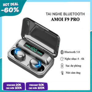 Tai Nghe Bluetooth F9 Pro Bass mạnh bản quốc tế cao cấp cảm ứng chống nước chống ồn cảm biến vân tay kiêm sạc dự phòng 2500mah pin trâu. Dock sạc có led báo pin kép - Elamo. Bảo Hành 12 Tháng