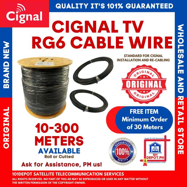 Cignal TV Original RG6 CABLE WIRE(5 METERS TO 300 METERS ) CUTTED OR ...