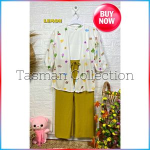 Setelan Crinkle 3 IN 1 Kiyowo | Setcel Kiyowo Airflow | One Set Cardigan Anak Perempuan 3-12 tahun | Stelan Kiyowo Anak Premium | Oneset Kiyowo Outer Lengan Balon | Setelan Rayon Terbaru 2023 ~ Tasman Collection