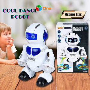Mainan robot dancing cool dance light and music rotating 360