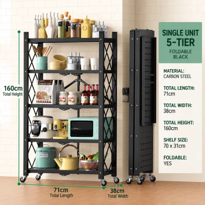 🇸🇬 🔥 Koala Home Folding Kitchen Storage Rack/Shelf Installation-Free with Wheels/Foldable Kitchen Storage Rack/Shelf