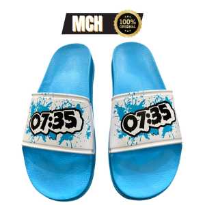 MOCHEL - Sandal Selop Pria dan Wanita Terbaru MOC 07:35 Tosca Putih Hitam Bercak Tosca Terbaru