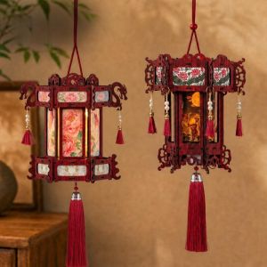 GOXBERK Năm mới Đèn lồng kiểu Trung Quốc. Sang trọng Cổ đại Đèn lồng truyền thống cầm tay Phong cách cổ điển. Gói vật liệu Tự làm đèn lồng Tết Tết Trung Thu