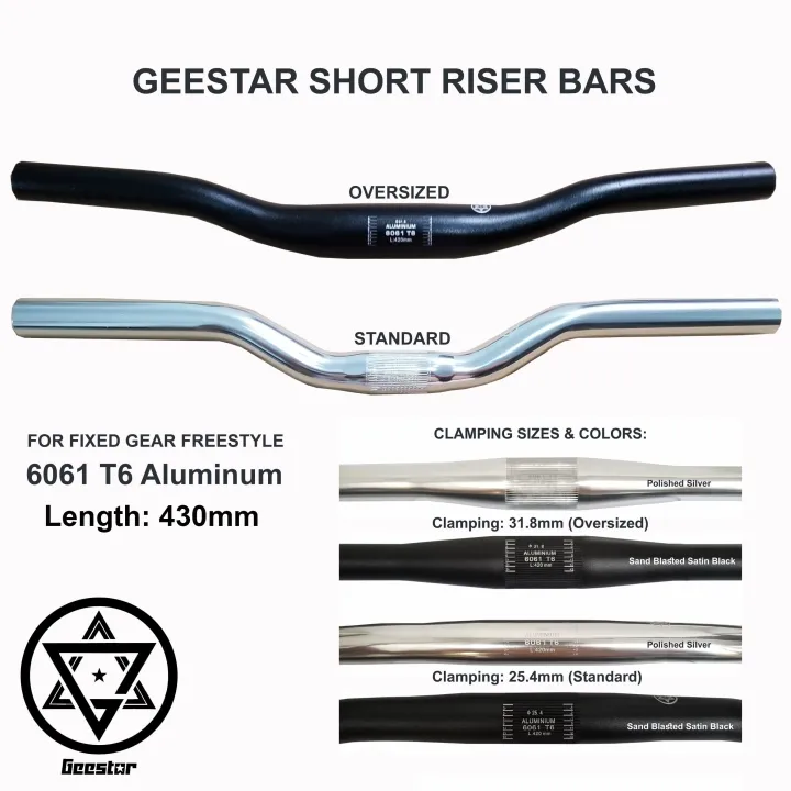 Geestar Bike Handlebar Short Riser Bar 420mm Standard 25.4 Oversize 31.8 Alloy Fixed Gear Freestyle Lazada PH