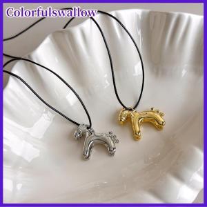 Colorfulswallow Minimalism men nhỏ giọt men đầy màu sắc Ngựa Mặt dây chuyền dài vòng cổ có thể điều chỉnh áo len chuỗi đơn giản đồ trang sức phụ kiện Quà Tặng
