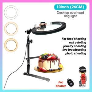 10inch/26cm Overhead Ring Light Fill Light Live Food Decorate Jewelry Manicure Photo Overlook Desktop Ring Light For Food Shoot Photography Video Light Circular Light
