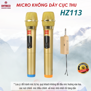 Micro không dây karaoke đa năng siêu rẻ chính hãng hozing hz113 - hai mic vàng  có phụ kiện đi kèm hát karaoke dùng cho mọi loa kéo amply  vang đẩy