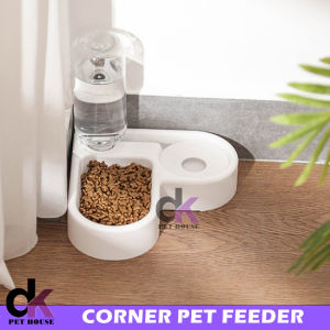 Pet Dog Cat Corner Pet Bowl Feeder Drinker Food Water Bowl