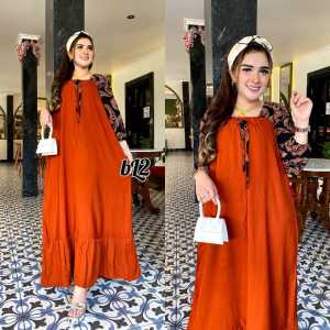 GAMIS FUJI RAYON TEBAL LENGAN KERUT 3/4 | DRESS LD 120 PB 135