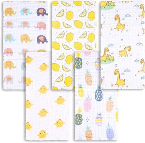 Baby Muslin Burp Cloths 100% Cotton Super Absorbent Face Washcloths for Baby Face Towel Baby Soft Skin-friendly Bath Towel