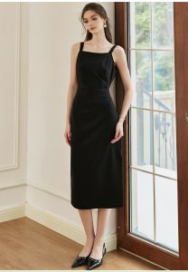 Đầm 2 dây xếp eo thiết kế dáng ôm đươn giản
