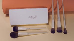 Jessup Face Brushes set 5Pcs Makeup Brushes Vegan Foundation Blush Bronzer Brush Contour Fluffy Setting Powder Light Grey T493 5Pcs Makeup Brushes Vegan Foundation Blush Bronzer Brush Contour Fluffy Setting Powder Light Grey T493