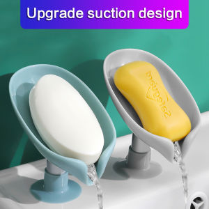 ACB Soap Box Sink Soap Drain Holder Tray Plastic Creative Sponge Cleaning Brush Drying Case Bathroom Leaf Shape Rack Upgrade Suction Design