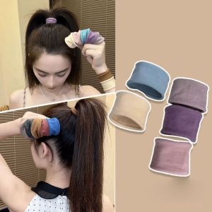 QIWANBA19 5pcs Solid color Towel Head Rope Wide High Elastic Seamless Hair Ring Durable Headdress Towel Hair Ties Women