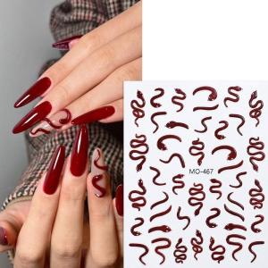 Snake Nails Art Stickers Black Snake Nails Decals Manicure Accessories Self-Adhesive Nail Sticker Nails Art Decoration