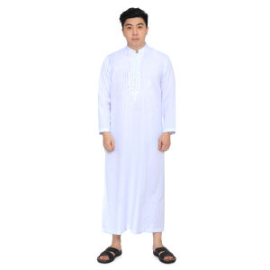 jubah pria dewasa gamis pria bordir lengan panjang putih
