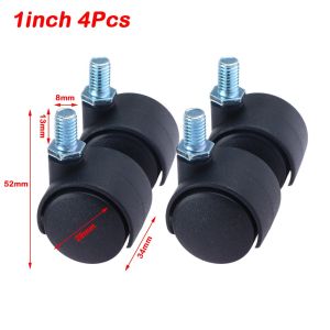 VIVIDI 4Pcs 1/1.5inch Swivel Casters Silent Operation with Brake Office Chair Casters Portable Wear Resistant Universal Wheels for Furniture Office Chair Suitcase Trolley