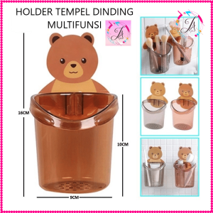 JA RAK HOLDER TEMPEL DINDING BERUANG / RAK TEMPAT SIKAT GIGI / TEMPAT MAKEUP MULTIFUNGSI