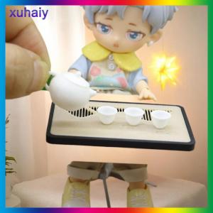 xuhaiy 1 12 Dollhouse Mini Teapot Teacup Drain Tray Set Model Dollhouse Micro Scene Decoration Accessories Pretend Play Toys