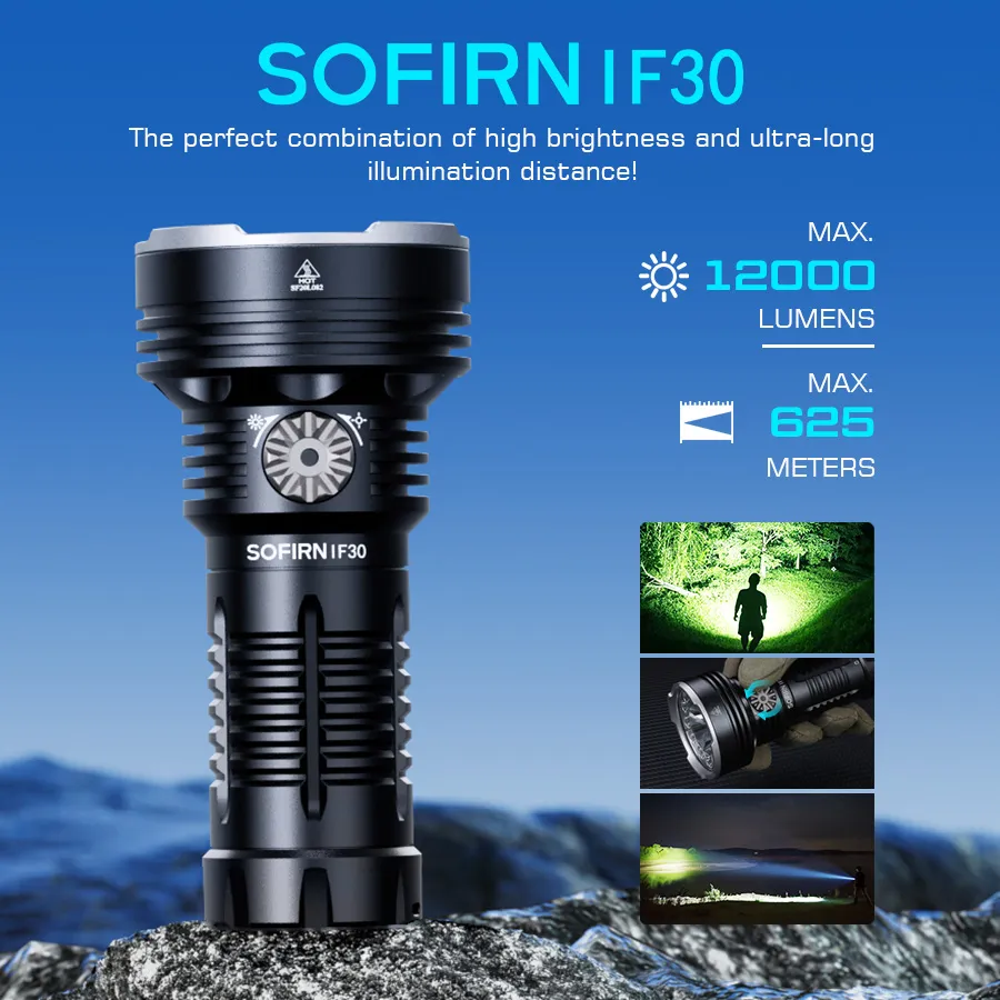 Sofirn IF30 LUMINUS SFT40 LED Flashlight Powerful 12000lm 32650