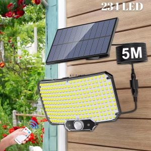 MINIAT 3 Modes Solar Light Waterproof Super Bright Remote Wall Lamp Durable 234 LED Motion Sensor Light for Courtyard Garden Garage