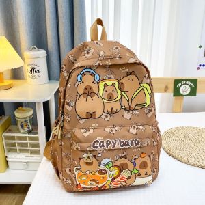 ANANAA Cartoon Capybara Backpack Breathable Large Capacity Book Bag Cute Nylon Student Schoolbag