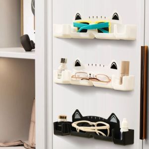 ILOIQD 3 Pieces Plastic Glasses Storage Box Self-adhesive Punch-free Sunglasses Storage Holder Multi-functional Space Saving Eyeglasses Display Stand for Home