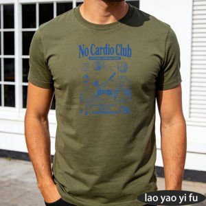 [Local Stock] HBESTY  No Cardio Club Lift Heavy Complain Later Cotton Short Sleeve Men Summer Tee Retro Barbell Weight Lifting Bulk Gym Casual Tees