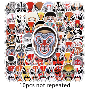 60PCS Chinese Style Traditional Opera Facial Makeup Stickers For Phone Luggage Suitcase Water Bottle Decoration PVC Sticker
