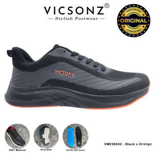 Vicsonz Kasut Lelaki Mens Shoe Sneaker VME99001 / VME99002 Warna Hitam Merah/Hitam Oren (Black x Red / Black x Orange)