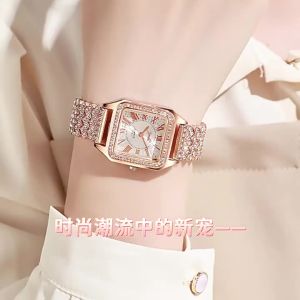 Square Alloy Steel Band Womens Watch Korean Style Student Watch for Women