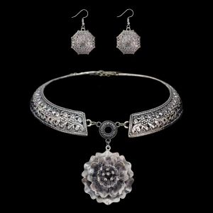 สร้อยคอโชกเกอร์ พร้อมต่างหู สร้อยคอโชกเกอร์ เครื่องประดับการแต่งกายในงานโอกาสต่างๆ (สินค้ามีพร้อมส่ง)