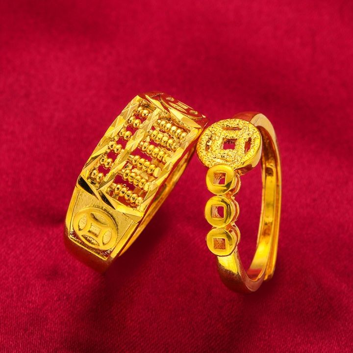wgk New men's jewelry gold-plated opening money abacus ring for