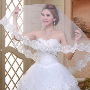 HAP1.5/3/5M 1-layer womens bridal white extra long wedding chiffon wedding solid color without comb