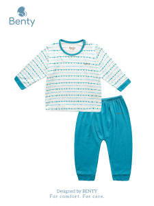 Bộ quần áo trẻ em dài tay cài vai phối viền họa tiết BENTY vải By Rayon mềm mịn thoáng mát