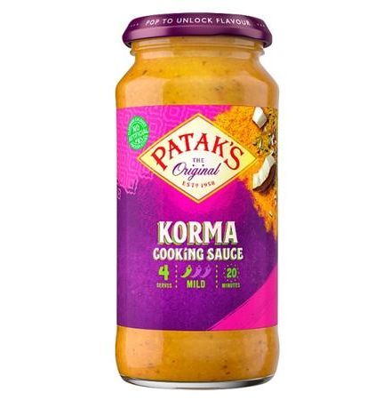Pataks Korma Cooking Sauce ปาตากส์ ติ้กก้า คอร์มา คุกกิ้ง ซอส 450g ...