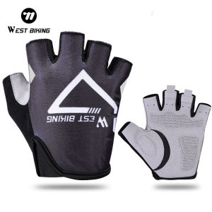 WEST ถีบจักรยานปั่นจักรยานครึ่งถุงมือแบบเปิดครึ่งนิ้วกลางแจ้งถุงมือกีฬาผู้ชายผู้หญิง Anti-SLIP ถุงมือกันกระแทก Rider ถุงมือกันลื่น