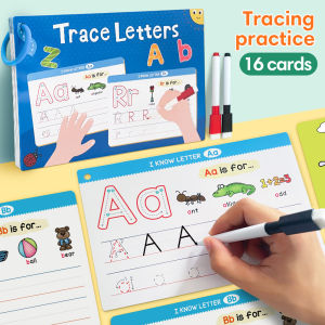 Montessori Numbers Tracing Pad Alphabet Tracing Letter Book For Preschoolers Kindergarteners Dry Erase Board Reusable Handwriting Practice for Kids 3-5 Learn to Write Letter Tracing Board Toddler Writing Practice Alphabet Toys Preschool Learning Toy