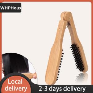 [COD] WHPHous Ship within 24 hours 1Pcs Professional Hair Straightener Bristle Straight Hair Double Brush V-shaped Comb Clip Does Not Hurt Styling Tools DIY Home