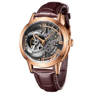 (OFFICIAL 3 Yrs WARRANTY) OBLVLO VM Skeleton Waterproof Leather Strap Automatic Mechanical Mens Casual Watch